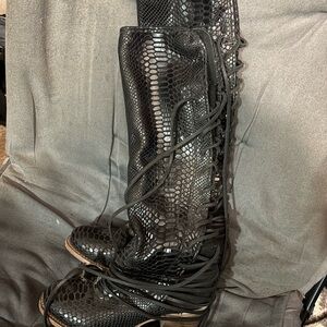 Freebird by Steven Snakeskin Lace-Up Boots